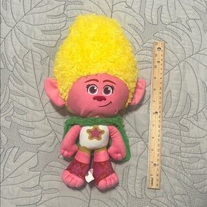 Trolls Plush Toy with Yellow Hair and Pink Body